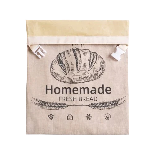 BeeBredix Beeswax Bread Bag Linen 17x12.6in Keeps Fresh 7 Days Freezer-Safe Reusable