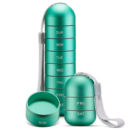 7-Day Aluminum Pill Organizer – Portable Travel Pill Box