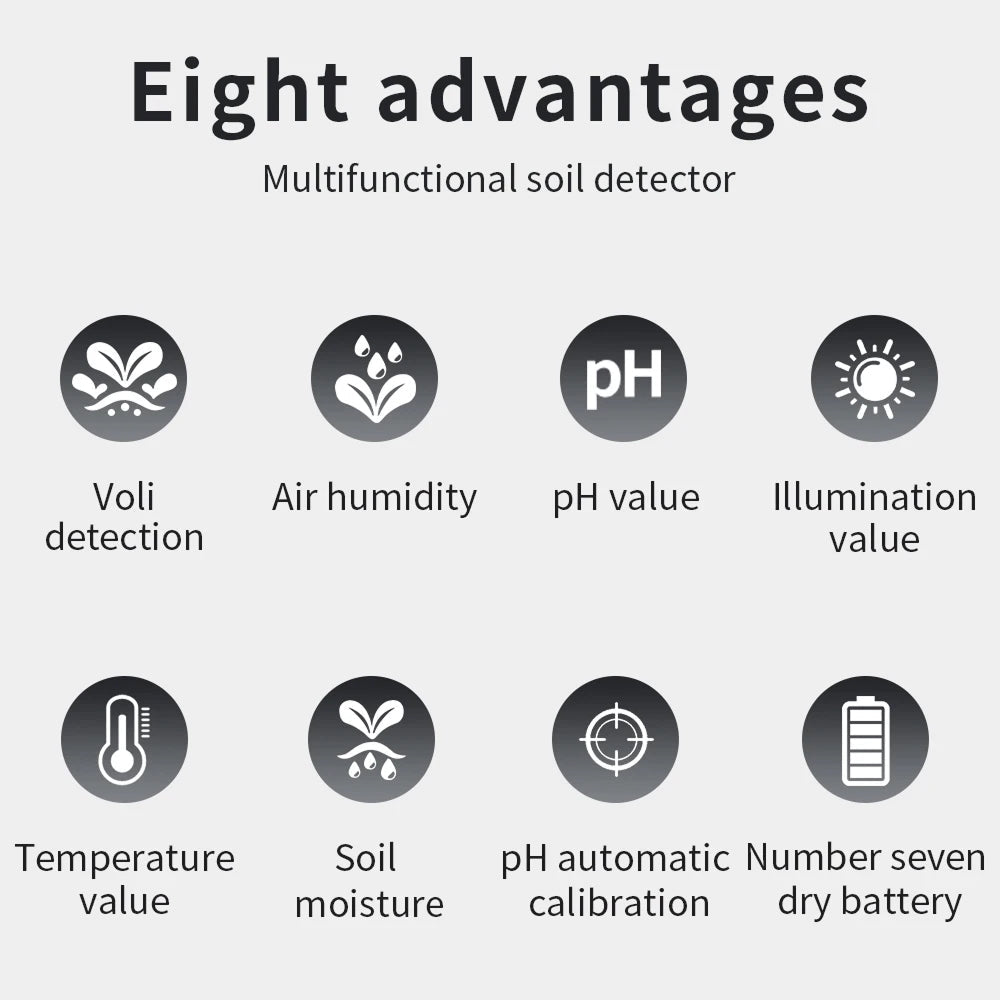 AcioSolex 6-in-1 Soil Moisture Sensor and pH Meter for Gardens