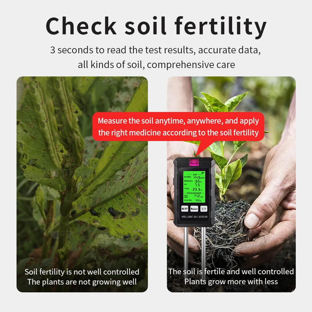 AcioSolex 6-in-1 Soil Moisture Sensor and pH Meter for Gardens