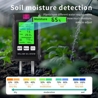 AcioSolex 6-in-1 Soil Moisture Sensor and pH Meter for Gardens