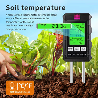 AcioSolex 6-in-1 Soil Moisture Sensor and pH Meter for Gardens