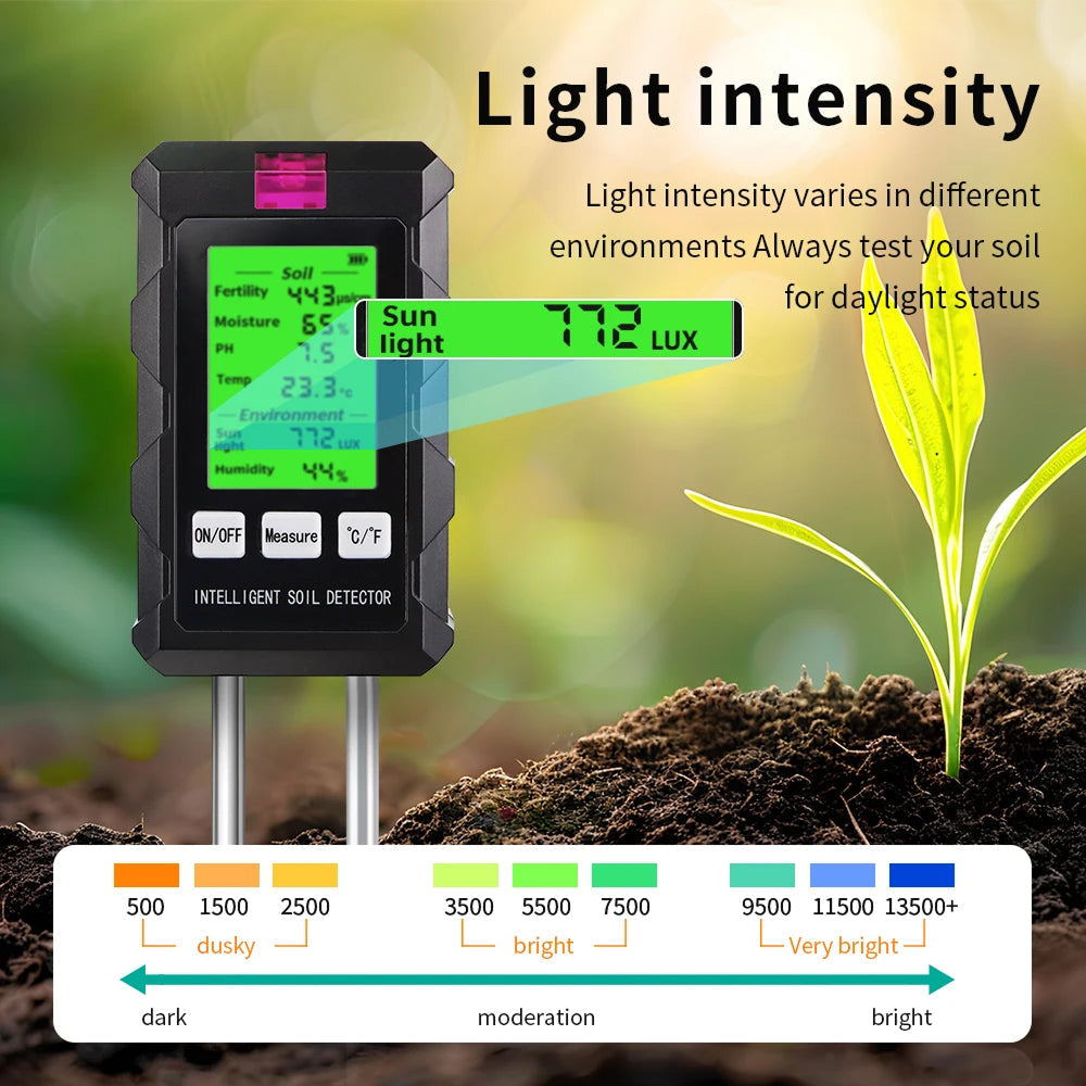 AcioSolex 6-in-1 Soil Moisture Sensor and pH Meter for Gardens