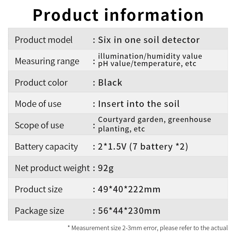 AcioSolex 6-in-1 Soil Moisture Sensor and pH Meter for Gardens