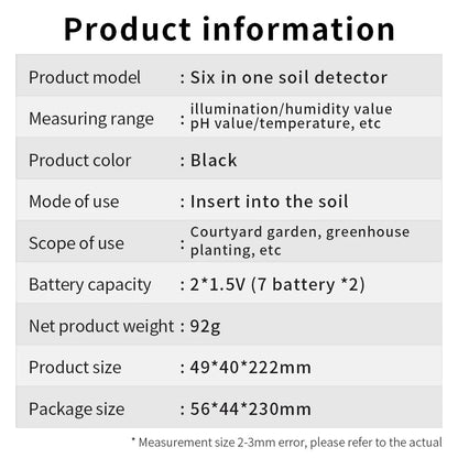 AcioSolex 6-in-1 Soil Moisture Sensor and pH Meter for Gardens