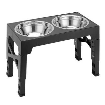 Adjustable Tilt Raised Dog Bowl Stand with Stainless and Slow-Feed Bowls