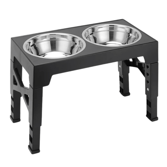 Adjustable Tilt Raised Dog Bowl Stand with Stainless Steel & Slow-Feed Bowls