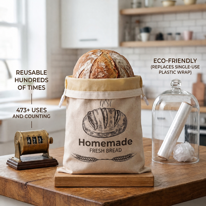 BeeBredix Beeswax Bread Bag Linen 17x12.6in Keeps Fresh 7 Days Freezer-Safe Reusable