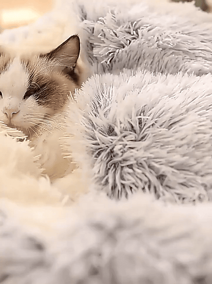Calming Cave Pet Bed Cozy Hooded Dog Cat Bed