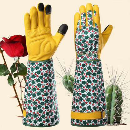 Women's Gardening Gloves – Thorn-Proof Cowhide Gauntlet