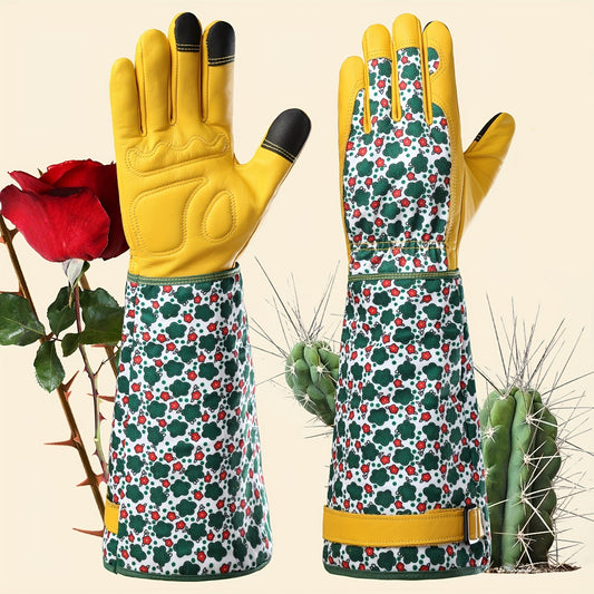 Women's Gardening Gloves – Thorn-Proof Cowhide Gauntlet
