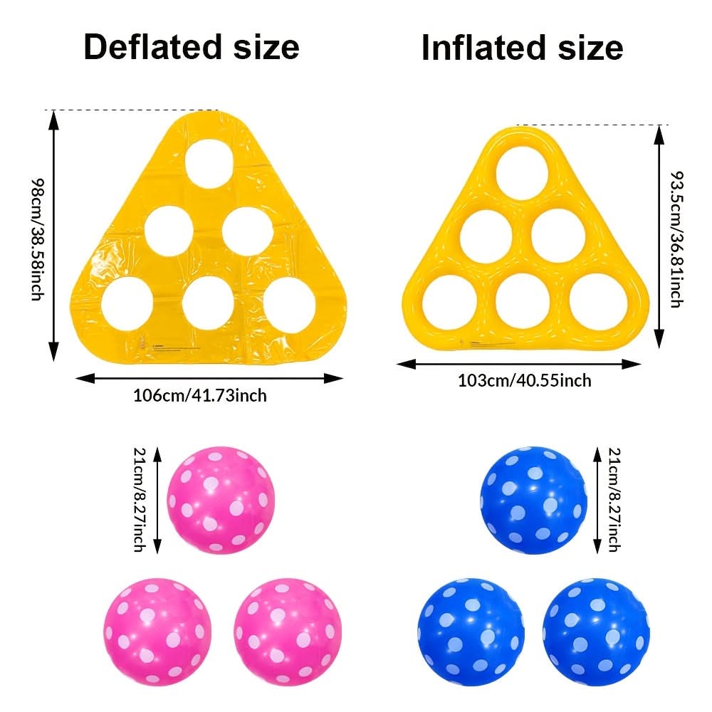 Inflatable triangle pool throw game with six balls – image 8