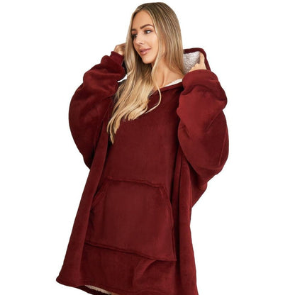 Oversized Hoodie Blanket - Plush Sherpa Lining