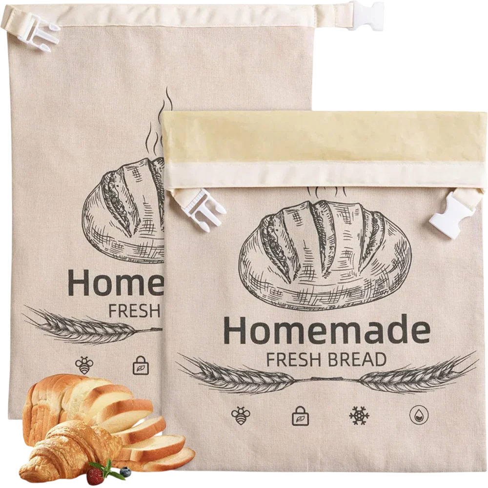 BeeBredix Beeswax Bread Bag Linen 17x12.6in Keeps Fresh 7 Days Freezer-Safe Reusable
