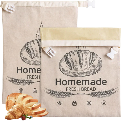 BeeBredix Beeswax Bread Bag Linen 17x12.6in Keeps Fresh 7 Days Freezer-Safe Reusable