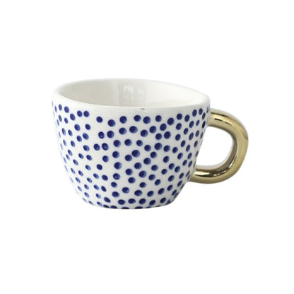 Geometric Pattern Mug with Gold Handle Coffee Cup