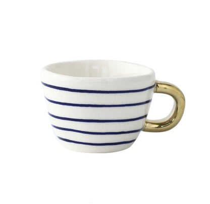 Geometric Pattern Mug with Gold Handle Coffee Cup