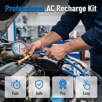 AC air conditioning refill hose with precision pressure gauge
