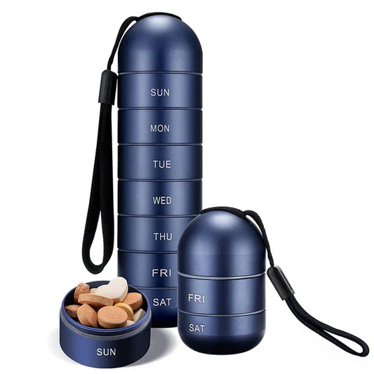 7-Day Aluminum Pill Organizer – Portable Travel Pill Box