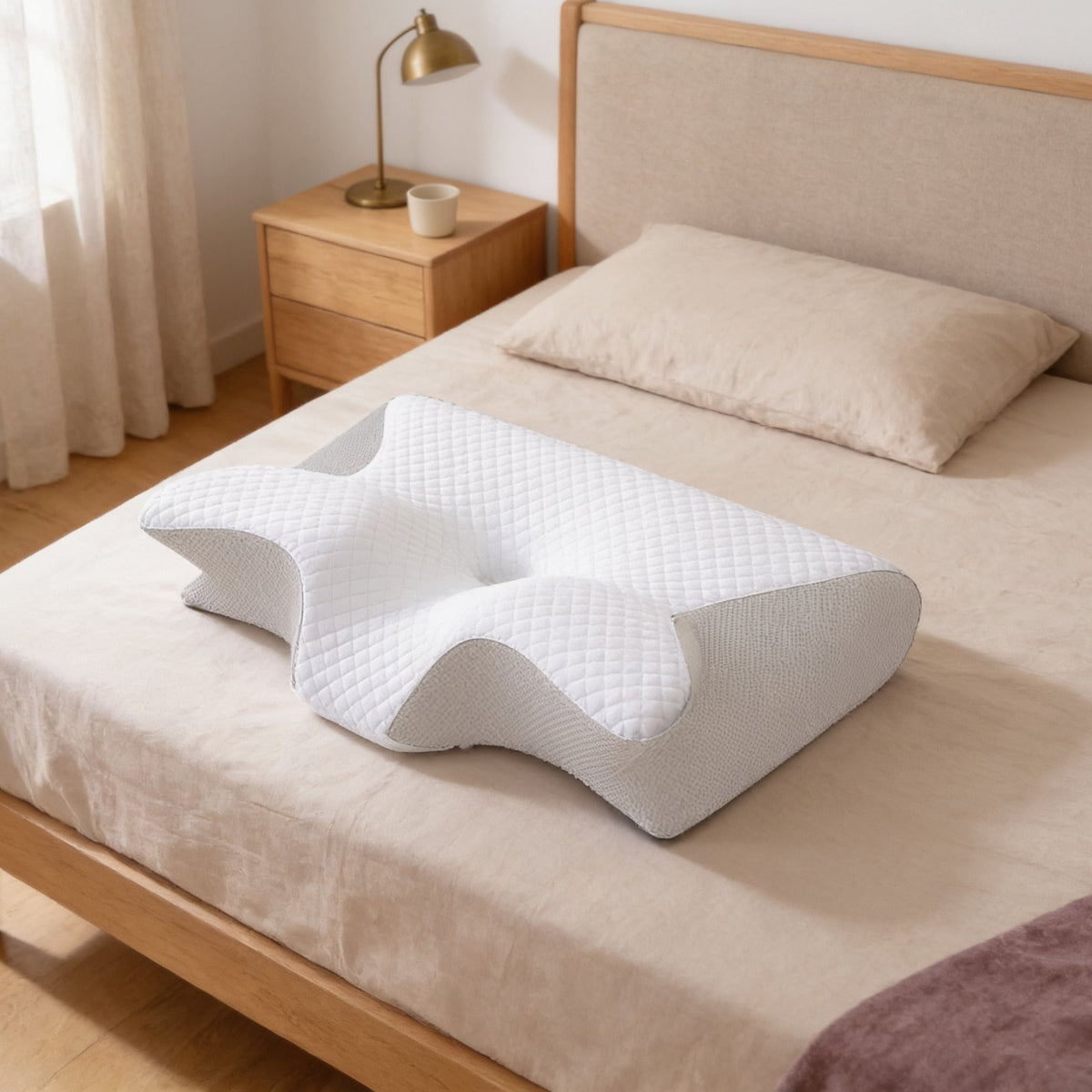 Butterfly Memory Foam Neck Pillow with Two Heights