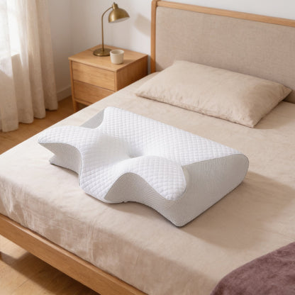 Butterfly Memory Foam Neck Pillow with Two Heights