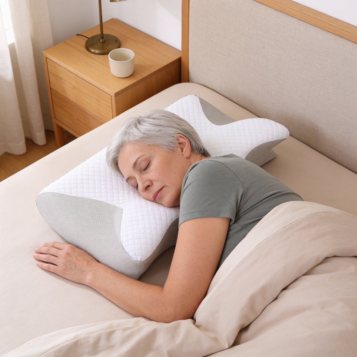 Butterfly Memory Foam Neck Pillow with Two Heights