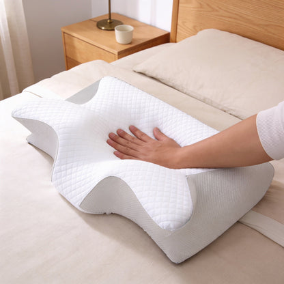 Butterfly Memory Foam Neck Pillow with Two Heights