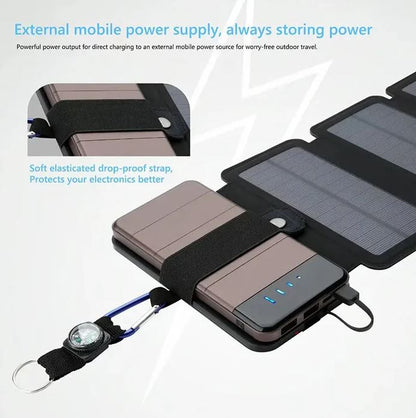 Foldable Portable Solar Panel Charger - Ideal for Outdoor Camping & Mobile Devices