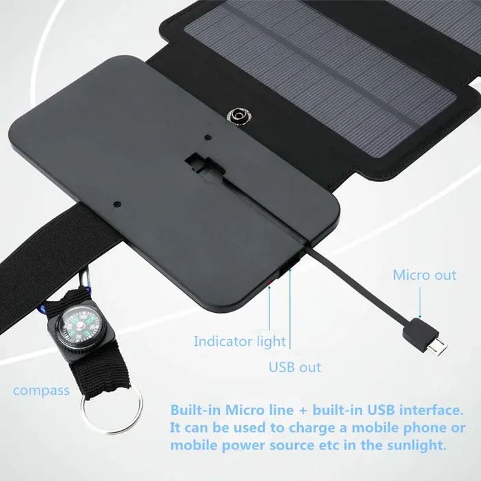 Foldable Portable Solar Panel Charger - Ideal for Outdoor Camping & Mobile Devices
