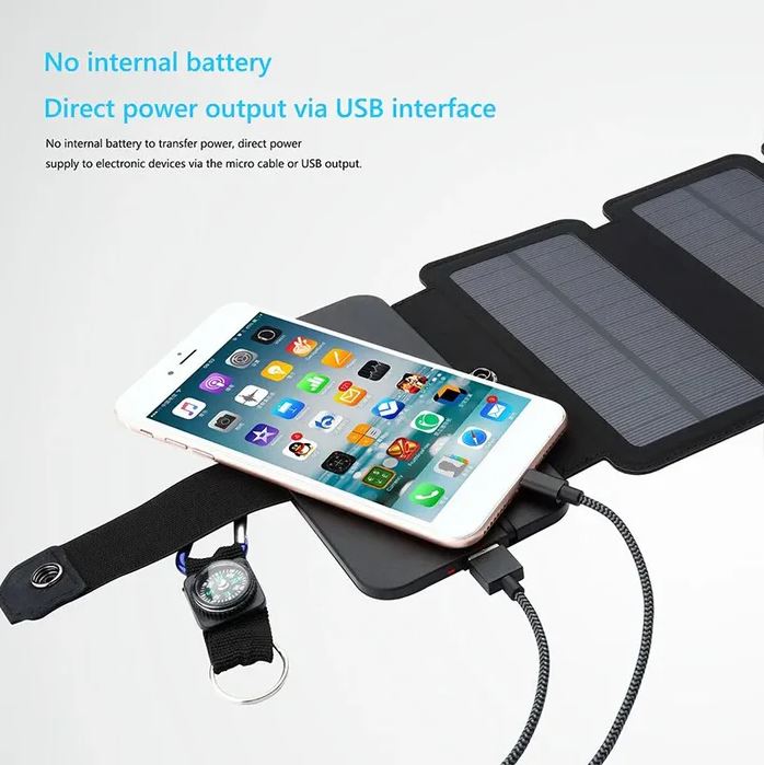 Foldable Portable Solar Panel Charger - Ideal for Outdoor Camping & Mobile Devices