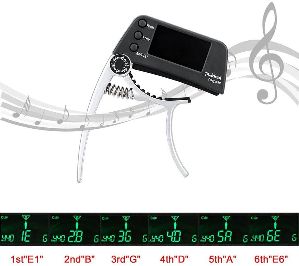 2-in-1 Guitar Tuner and Capo with LCD Display