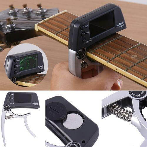 2-in-1 Guitar Tuner and Capo with LCD Display