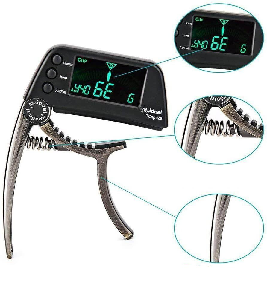 2-in-1 Guitar Tuner and Capo with LCD Display