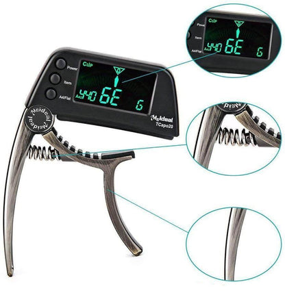 2-in-1 Guitar Tuner and Capo with LCD Display