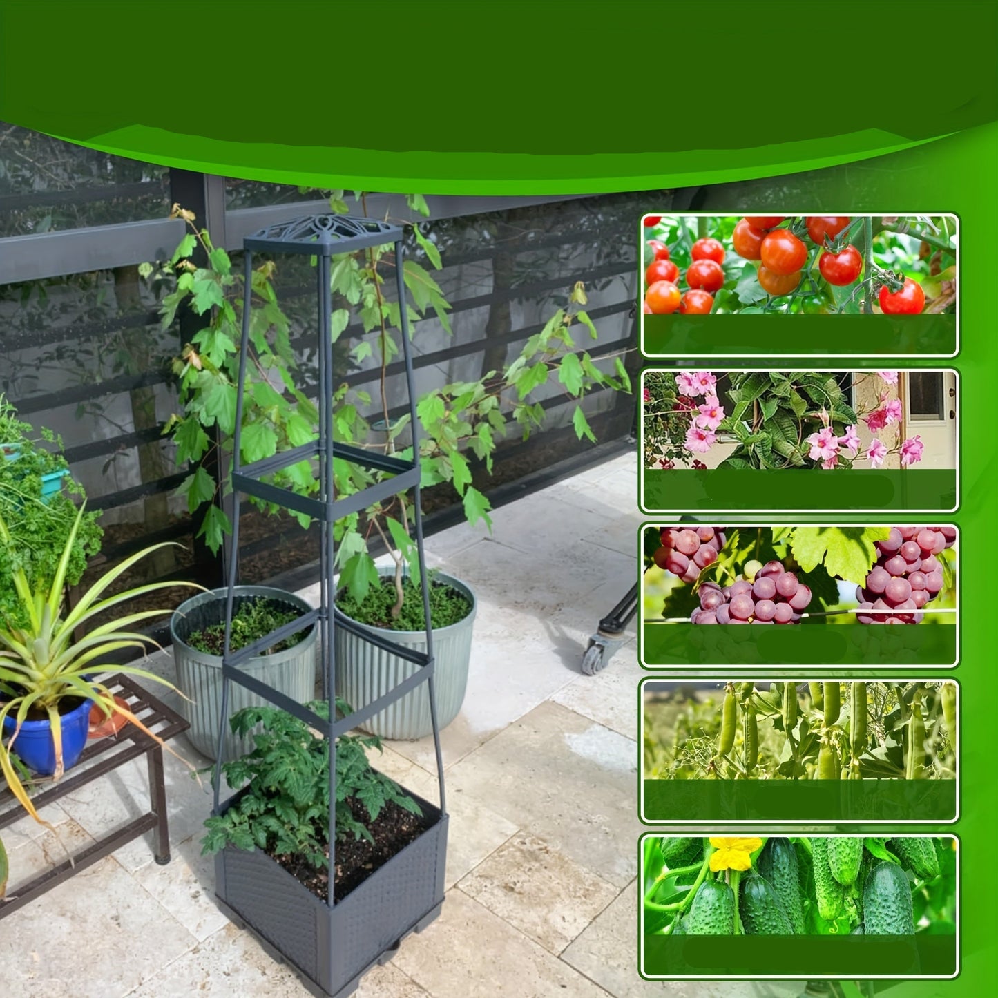 Self-Watering Raised Garden Bed – Trellis & Wheels