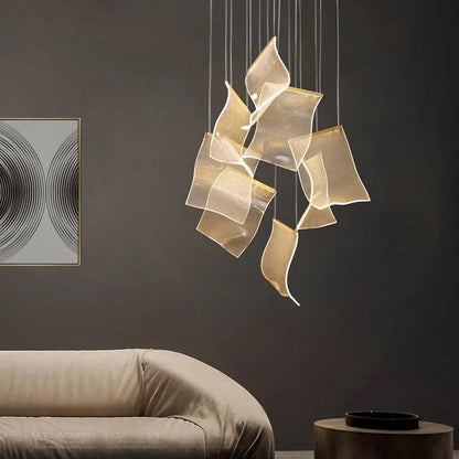 Contemporary Acrylic Panel LED Chandelier – image 3