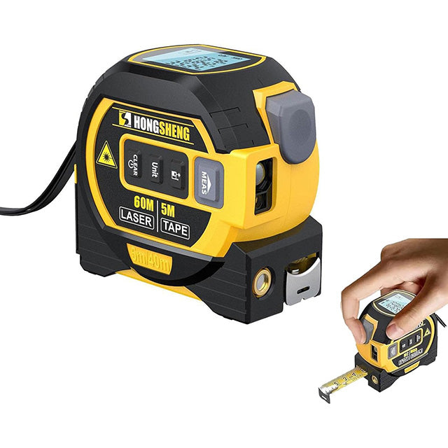 3-in-1 Laser Tape Measure – 60m Rangefinder & 5m Tape