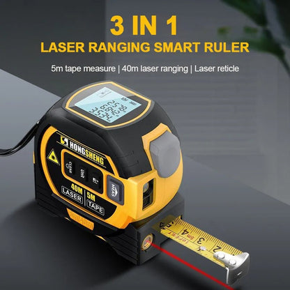 3-in-1 Laser Tape Measure – 60m Rangefinder & 5m Tape