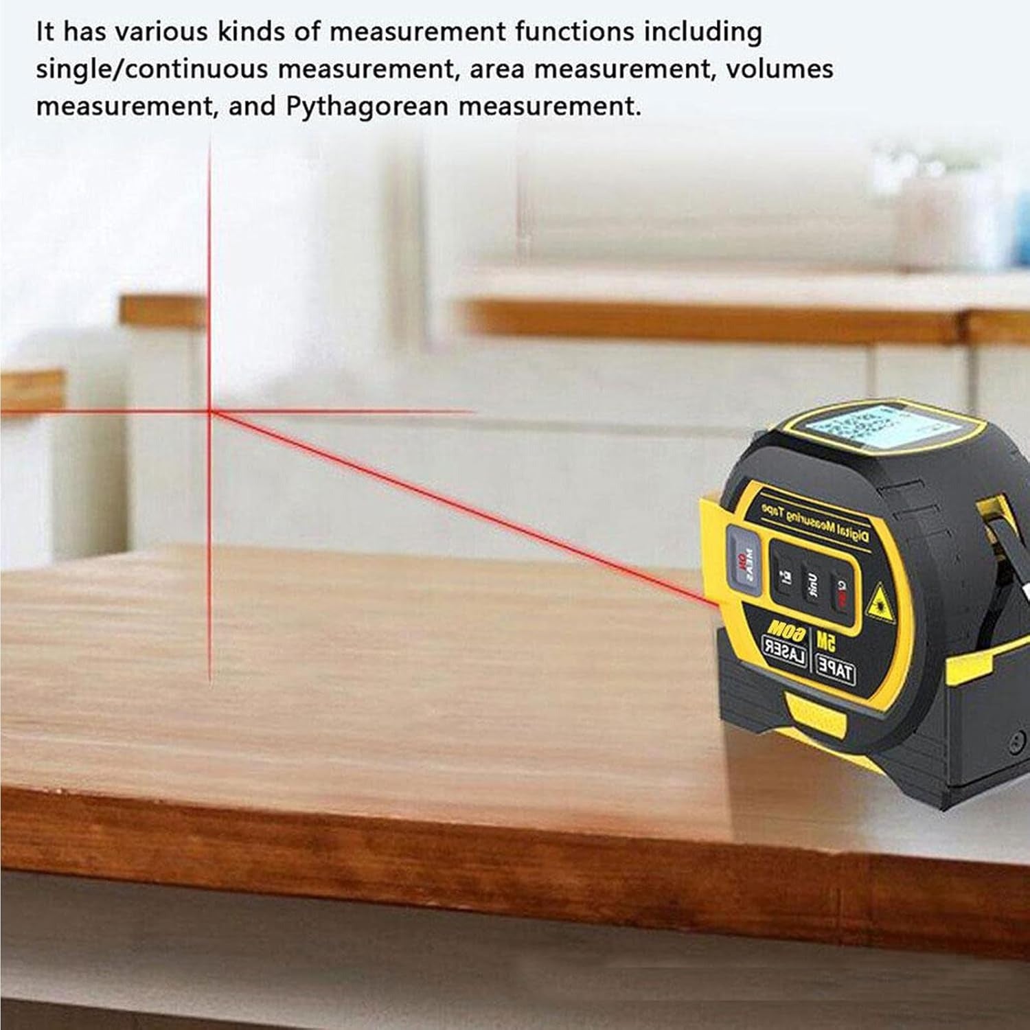 3-in-1 Laser Tape Measure – 60m Rangefinder & 5m Tape