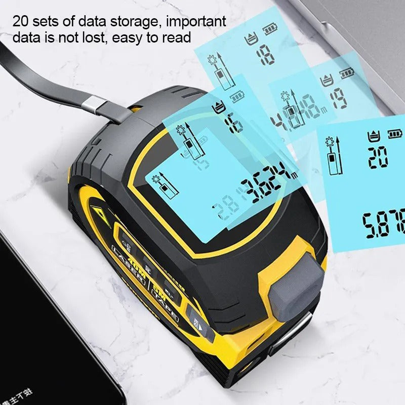 3-in-1 Laser Tape Measure – 60m Rangefinder & 5m Tape