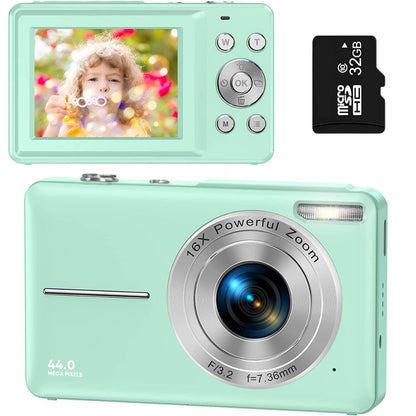 Compact 1080p 44MP Digital Camera with 16× Zoom