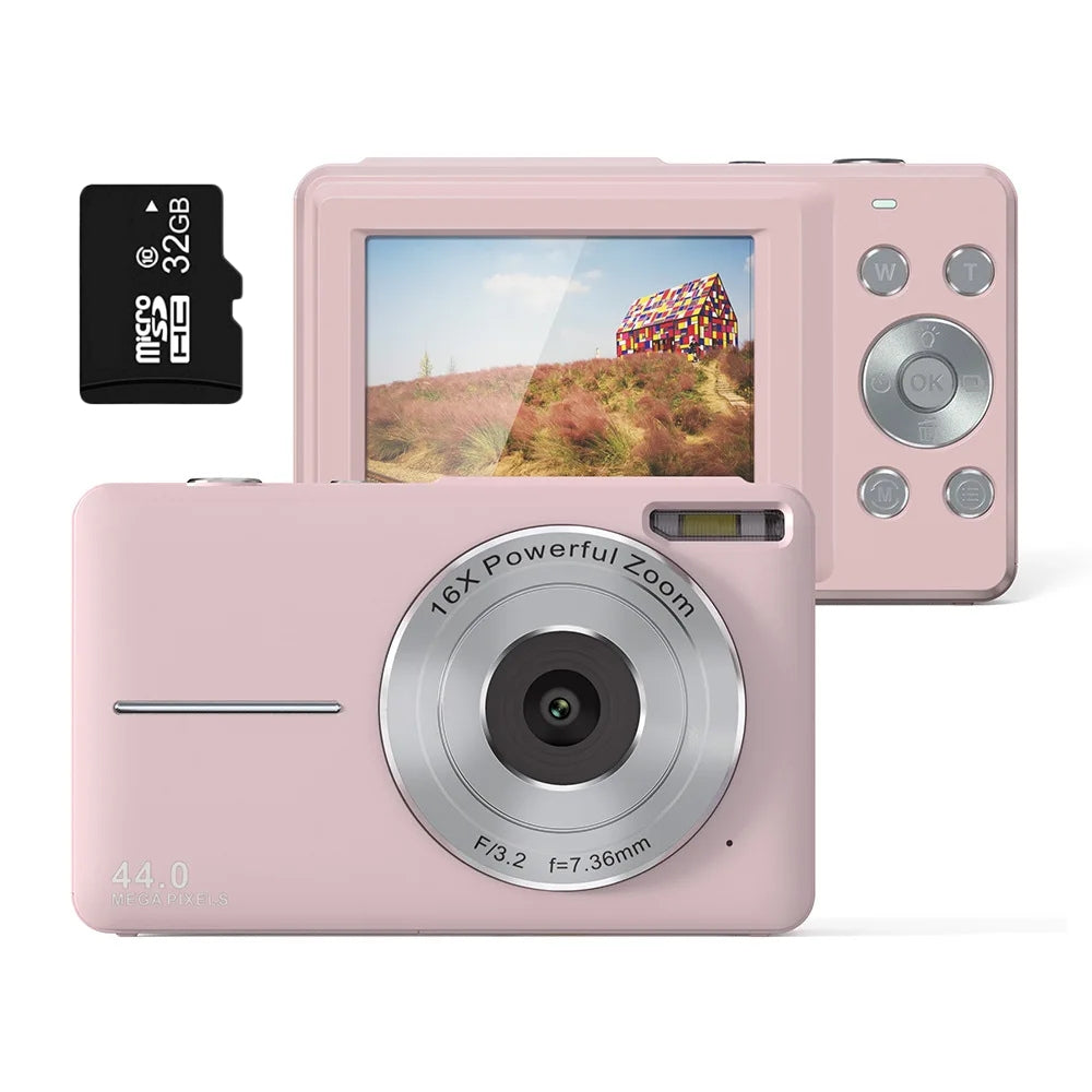 Compact 1080p 44MP Digital Camera with 16× Zoom