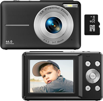 Compact 1080p 44MP Digital Camera with 16× Zoom
