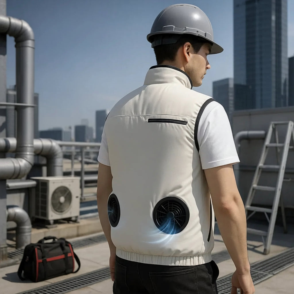 Cooling Fan Vest – Dual USB Fans, Lightweight & Rechargeable | M–XL