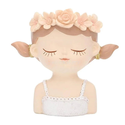 Girl Head Planter Pot – Resin Succulent Sculpture
