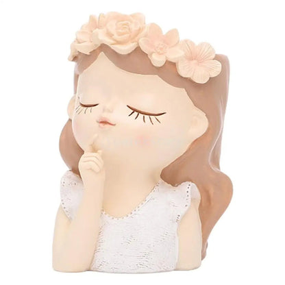 Girl Head Planter Pot – Resin Succulent Sculpture