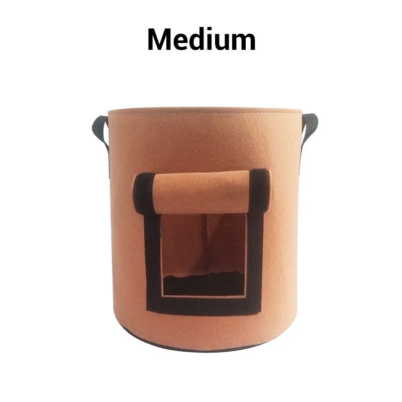 Potato planting bag with harvest window