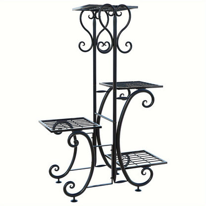 4-Tier Metal Plant Stand – Corner Shelf for Indoor Plants