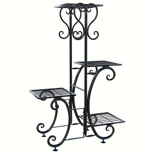 4-Tier Metal Plant Stand – Corner Shelf for Indoor Plants