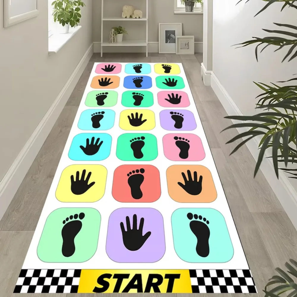 Play Mat with Colorful Hand and Footprints, Non-Slip